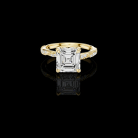 Asscher Cut Moissanite Diamond Pave Setting Engagement Ring