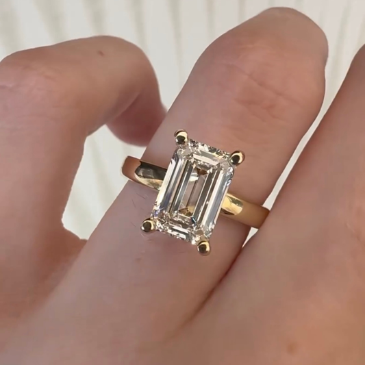 2.00 TCW Timeless Emerald Cut Solitaire Lab Grown Diamond Engagement Ring in Classic Setting