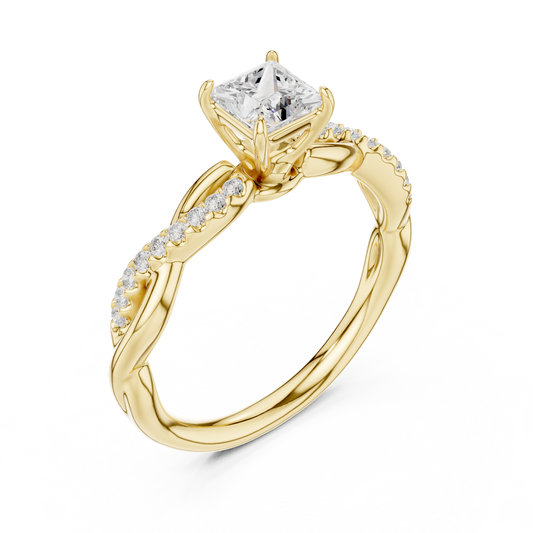 Princess Cut Moissanite Diamond Twisted Engagement Ring