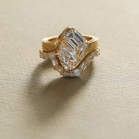 5.62 TCW Luxury Pear & Emerald Cut Toi Et Moi Moissanite Diamond Vintage Engraved Bridal Set Ring Fine Jewelry