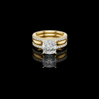 3.00 CT Eternal Harmony Cushion Cut Moissanite Diamond Ring with Double Pavé Band
