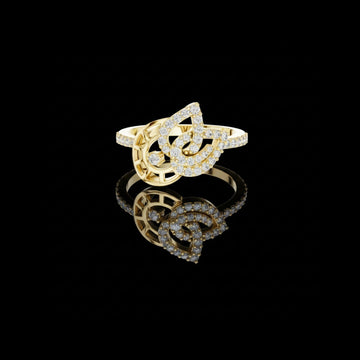 0.39 TCW Perfect Moissanite Round Cut Swirl Diamond Ring with Pavé Band For Her