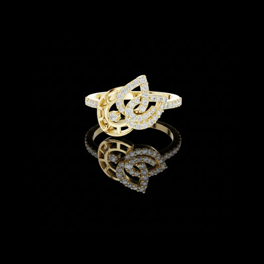 0.39 TCW Perfect Moissanite Round Cut Swirl Diamond Ring with Pavé Band For Her