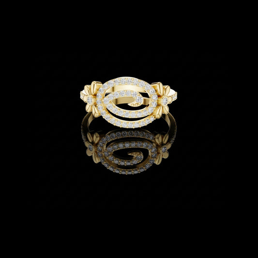0.34 TCW Dazzling Moissanite Round Cut Spiral Diamond Ring with Floral Side Design For Special one