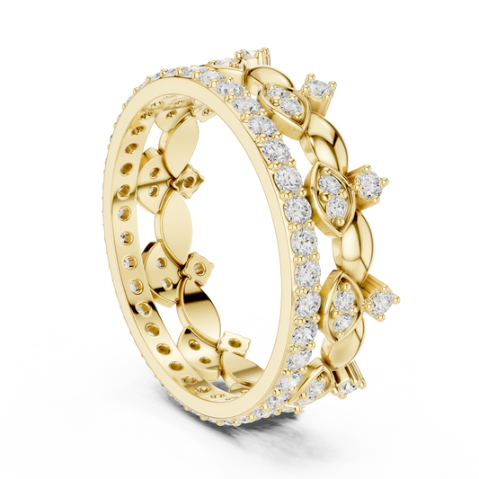 Evil Eye Round Lab Grown Diamond Eternity Band with Pave Accent Ring