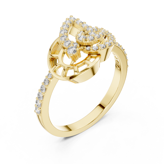 Openwork Pave Round Cut Lab Diamond Fashion Ring