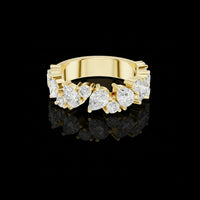 Pear Cut Moissanite Diamond Wide Statement Band Ring