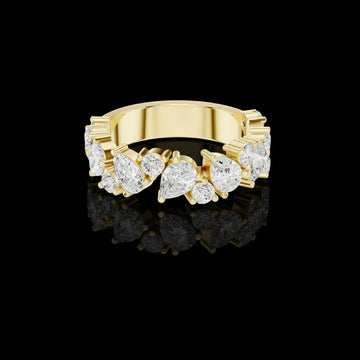 Pear Cut Moissanite Diamond Wide Statement Band Ring