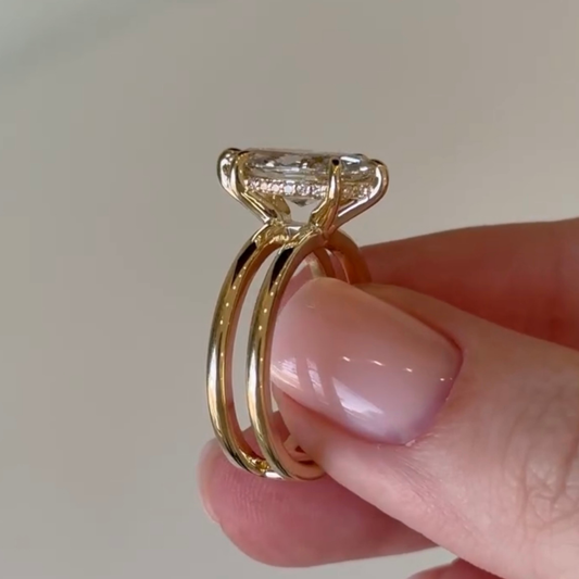 Marquise Lab Grown Diamond Double Band Solitaire Band