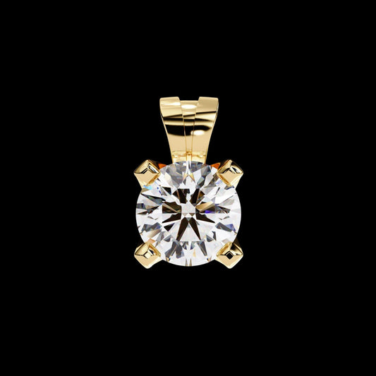 Round Cut Solitaire Pendant with Heavy Four Prong Double Bail Setting Lab Grown