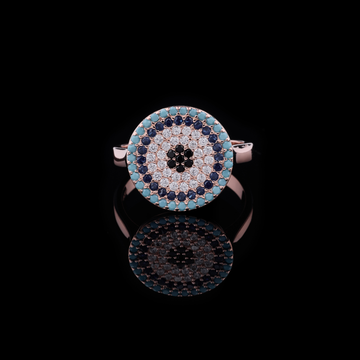 0.45 TCW Evil Eye Moissanite Round Diamond Ring in Dainty Protection Symbol Statement Jewelry