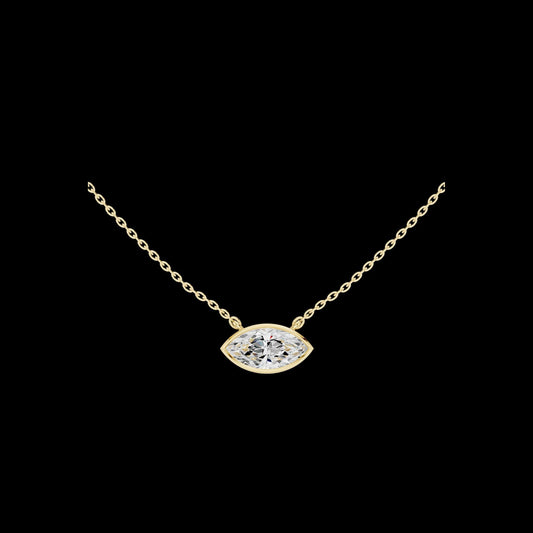 Horizontal Marquise Cut Solitaire Pendant with Center Lab Diamond