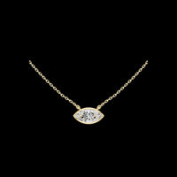 Horizontal Marquise Cut Solitaire Pendant with Center Moissanite