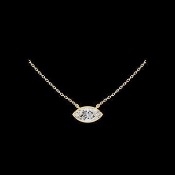Horizontal Marquise Cut Solitaire Pendant with Center Moissanite