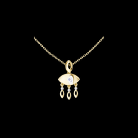 Protection Motif Chandelier Statement Charm Featuring Round Moissanite