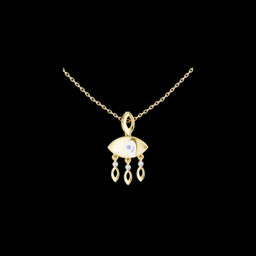 Protection Motif Chandelier Statement Charm Featuring Round Moissanite