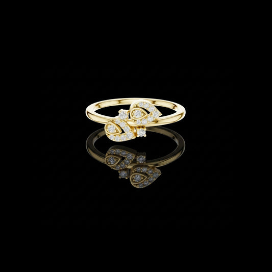 0.14 TCW Fine Moissanite Round Cut Evil Eye Diamond Ring with Dual Protective Statement Design
