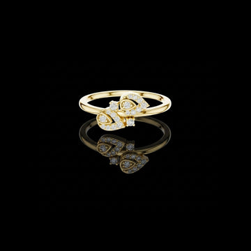 0.14 TCW Fine Lab Grown Round Cut Evil Eye Diamond Ring with Dual Protective Statement Design