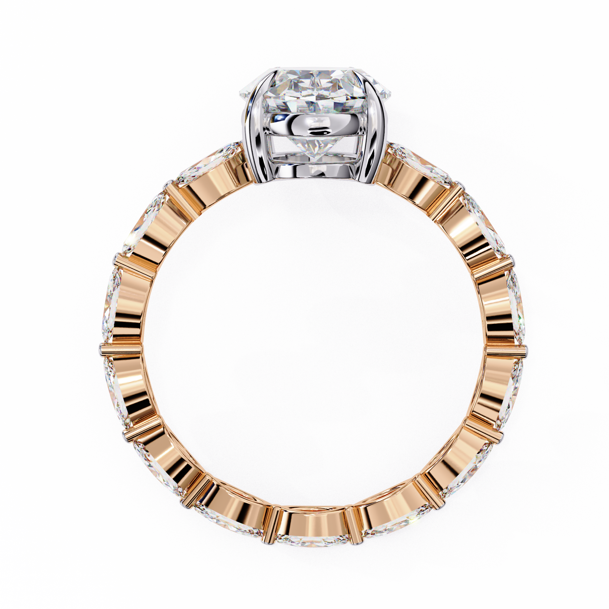 Rose gold and silver ring 