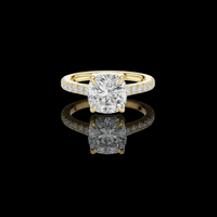 Cushion Cut Lab Grown Diamond Solitaire Ring with Pave Band