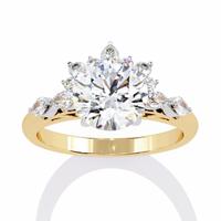 Sunburst Round Cut Lab Diamond Anniversary Ring