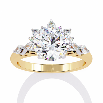 Sunburst Round Cut Lab Diamond Anniversary Ring