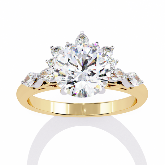 Sunburst Round Cut Moissanite Diamond Anniversary Ring