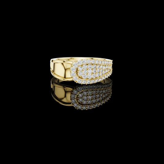 0.64 TCW Classic Round Lab Grown Diamond with Pave Cluster Design Premium Statement Ring