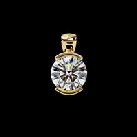 Round Cut Solitaire Pendant with Four Prong Side Ring Hooks Moissanite