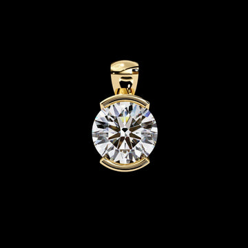 Round Cut Solitaire Pendant with Four Prong Side Ring Hooks Moissanite