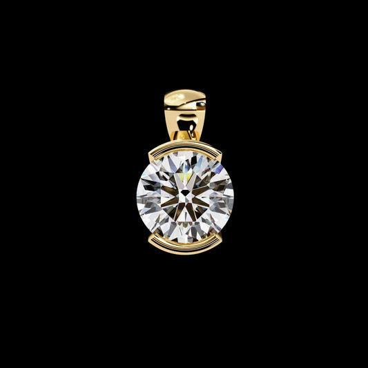 Round Cut Solitaire Pendant with Four Prong Side Ring Hooks Moissanite