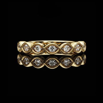 0.25 TCW Shiny Round Cut Moissanite Diamond Unique Bezel Set Eternity Wedding Band