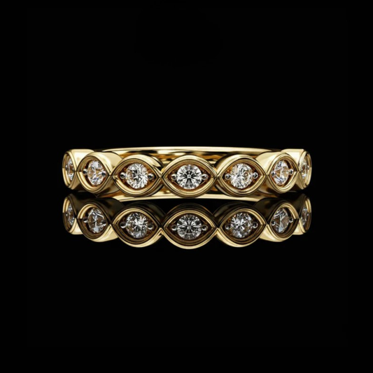 0.25 TCW Shiny Round Cut Moissanite Diamond Unique Bezel Set Eternity Wedding Band