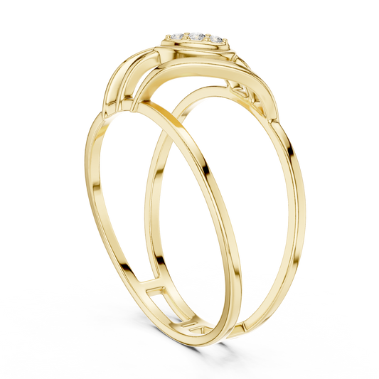 Geometric Double Band Ring with Round Moissanite Diamond Accent