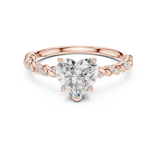 Heart Cut Moissanite Diamond Engagement Ring With Pave Band