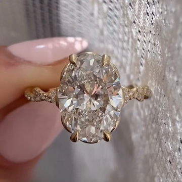 2.00 CT Stunning Oval Cut Lab Grown Diamond Engagement Ring With Pavé Band