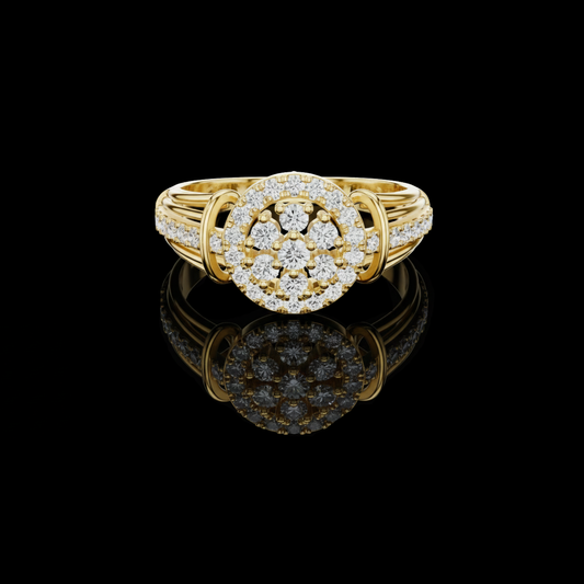 0.50 TCW Stunning Featuring a Brilliant Double Halo Moissanite Diamond Cluster With a Multi Band