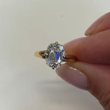 2.00 TCW Quiet Glow Elongated Cushion Old Mine Lab Diamond Solitaire in Enduring Prong Setting