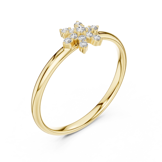 Floral Cluster Round Cut Moissanite Diamond Flower Engagement Ring