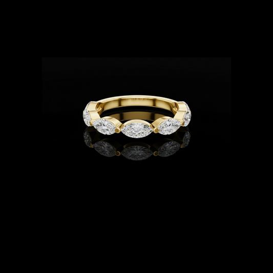 Marquise Cut Lab Grown Diamond Curved Wedding Band Ring