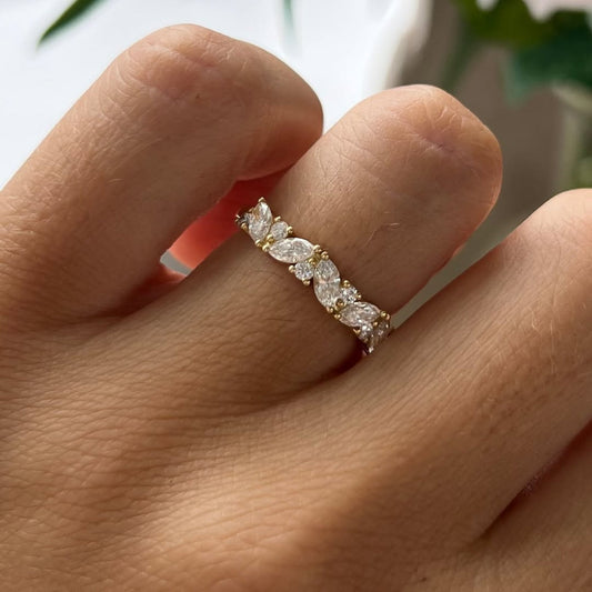 Marquise and Round Lab Grown Diamond Half Eternity Band
