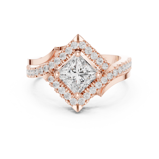 Princess Cut Halo Lab Grown Diamond Square Ring