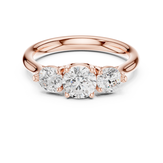 Round Brilliant Cut Three Stone Moissanite Diamond Engagement Ring