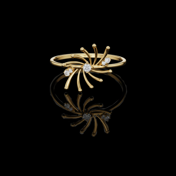 0.044 TCW Radiant Firework-Inspired Ring Accented with Brilliant Round Cut Moissanite Diamond