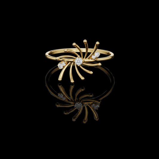 0.044 TCW Radiant Firework-Inspired Ring Accented with Brilliant Round Cut Moissanite Diamond