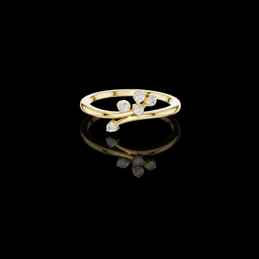 0.13 TCW Elegant Lab Grown Round Diamond Floral Accent Ring in Polished Fine Luxury Jewelry