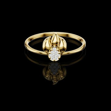 0.01 CT Flame Inspired Ring with Teardrop Shape Lab Grown Diamond Cluster Accent