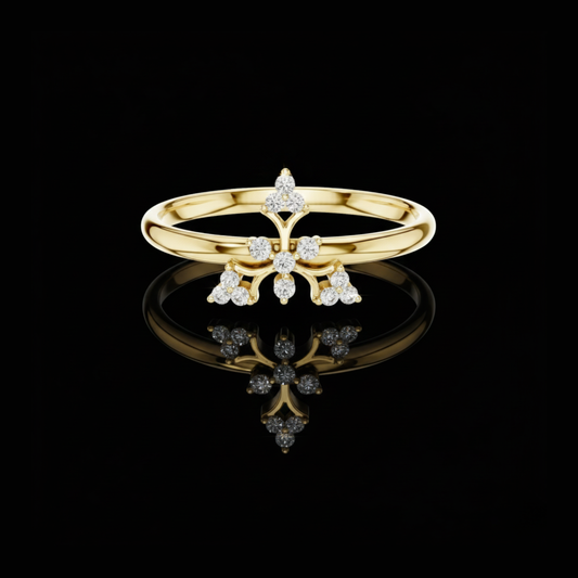 Round Moissanite Diamond Floral Cluster Engagement Ring