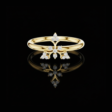 0.06 TCW Vintage Inspired Lab Grown Diamond Petal Cross Ring Intricate Fine Jewelry for Women