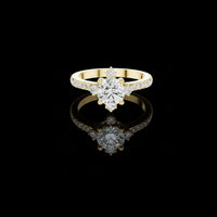 Round Solitaire Moissanite Diamond Four Accent Diamonds Ring